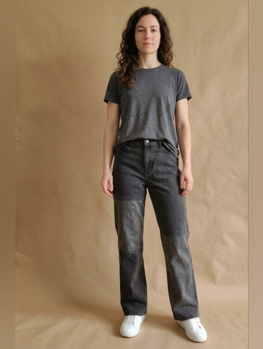 Hollister High Rise Dad Jeans For Women | Dark Gray With Patchwork | 28/31 Jeans